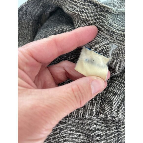 Vintage Jacket Size Large Gray White Tweed Linen Dolman Sleeve Quilted Shoulder - Picture 12 of 13